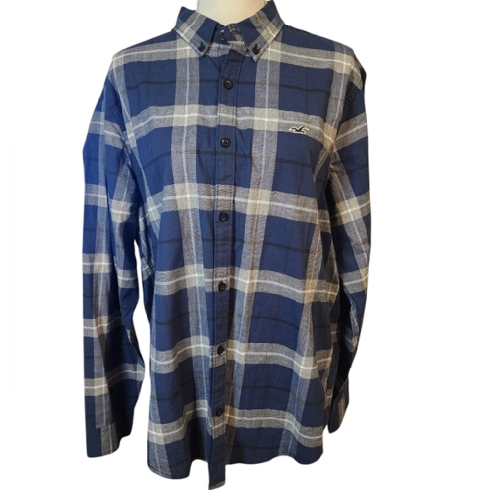 Hollister plaid button down epic stretch long sleeve shirt‎